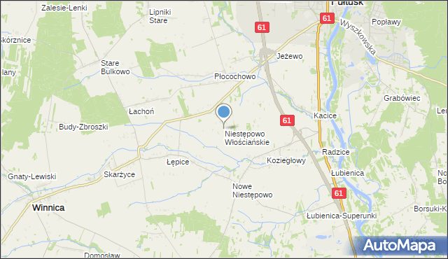 mapa Niestępowo Włościańskie, Niestępowo Włościańskie na mapie Targeo